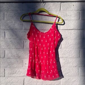 Abercrombie Floral Hot Pink Women's Babydoll Tank Top